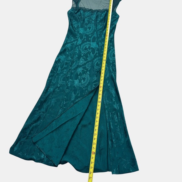 Victoria's Secret Green Slip Dress Maxi Side Slit Vintage Gold Label Size M - Picture 8 of 10